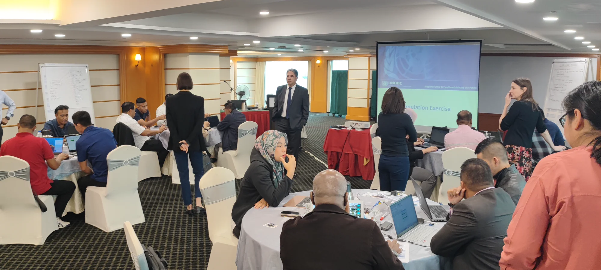Participants and facilitators at the UNODC vessel-search training session in Penang, February 2023.